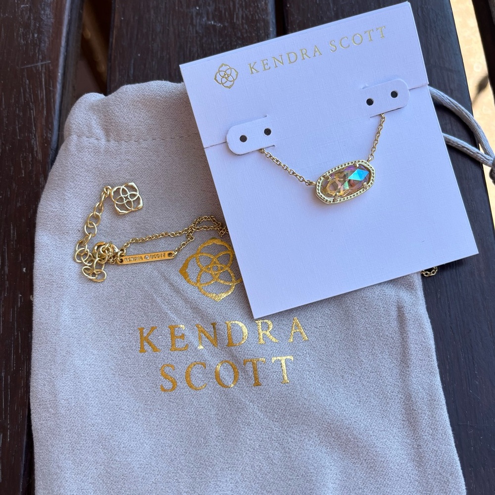 Kendra Scott Iridescent Crystal Gold Pendant Necklace